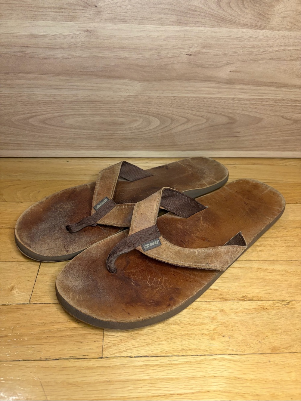 Reef Men's Brown Leather Flip-Flops - Size 16